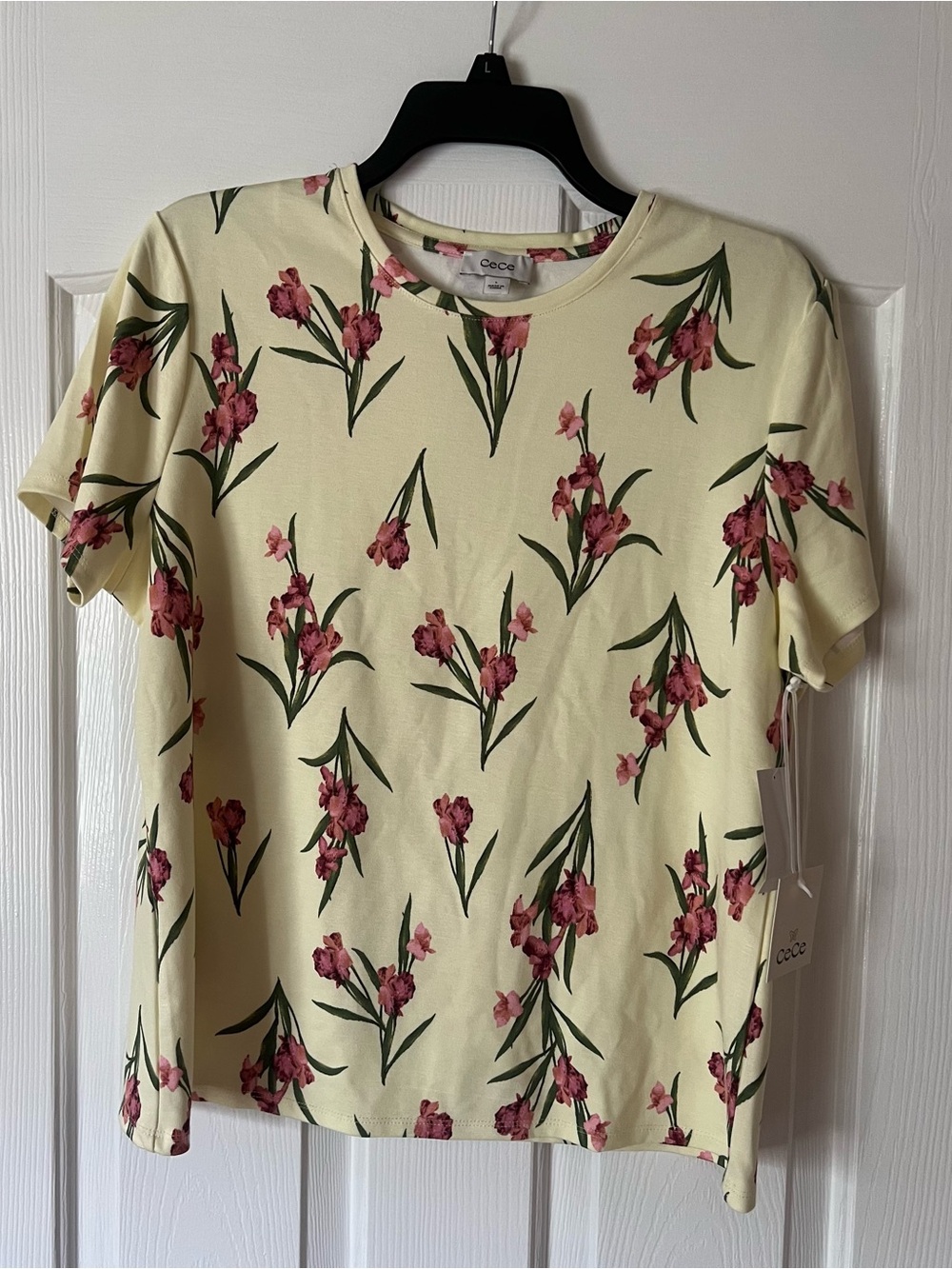 Cece Floral Tee - Yellow with Pink & Green Floral Print